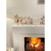 FIGURKA DREWNIANA STOJĄCY RENIFER SZALIK SZARA