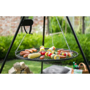 GRILL NA TRÓJNOGU 180 CM - RUSZT STAL NATURALNA 60 CM + KOŁOWROTEK