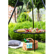 GRILL NA TRÓJNOGU 180 CM - RUSZT STAL NATURALNA 60 CM + KOŁOWROTEK