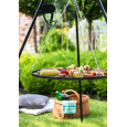 GRILL NA TRÓJNOGU 180 CM - RUSZT STAL NATURALNA 60 CM + KOŁOWROTEK