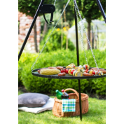 GRILL NA TRÓJNOGU 180 CM - RUSZT STAL NIERDZEWNA 50 CM+KOŁOWROTEK