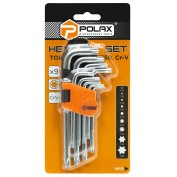ZESTAW KLUCZY IMBUSOWYCH TORX 9 SZT., Т10-Т50, CrV, KRÓTKIE