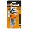 ZESTAW KLUCZY IMBUSOWYCH TORX 9 SZT., Т10-Т50, CrV, KRÓTKIE