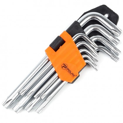 ZESTAW KLUCZY IMBUSOWYCH TORX 9 SZT., Т10-Т50, CrV, KRÓTKIE ZESTAW KLUCZY IMBUSOWYCH TORX 9 SZT., Т10-Т50, CrV, KRÓTKIE