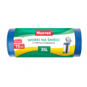 WORKI NA ŚMIECI 35L Z TAŚMĄ ŚCIĄGAJĄCĄ 15 szt