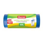 WORKI NA ŚMIECI  60L Z TAŚMĄ ŚCIĄGAJĄCĄ 10 szt