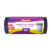 WORKI NA ŚMIECI 60L WYTRZYMAŁA FOLIA HDPE 50 szt
