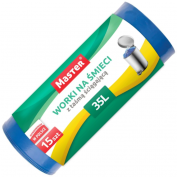 WORKI NA ŚMIECI 35L Z TAŚMĄ ŚCIĄGAJĄCĄ 15 szt