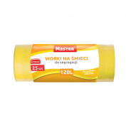 WORKI NA ŚMIECI DO SEGREGACJI 120L PLASTIK METAL ŻÓŁTE 25szt