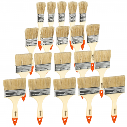 ZESTAW PŁASKICH PĘDZELI Z PLASTIKOWĄ RĄCZKĄ "STANDARD" 20,50,75,100 MM ZESTAW PŁASKICH PĘDZELI Z PLASTIKOWĄ RĄCZKĄ "STANDARD" 20,50,75,100 MM