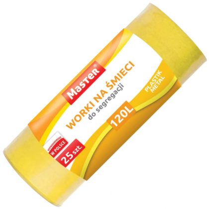 WORKI NA ŚMIECI DO SEGREGACJI 120L PLASTIK METAL ŻÓŁTE 25szt WORKI NA ŚMIECI DO SEGREGACJI 120L PLASTIK METAL ŻÓŁTE 25szt