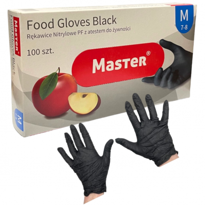 RĘKAWICZKI NITRYLOWE CZARNE M 100 SZT NITRYL FOOD MASTER RĘKAWICZKI NITRYLOWE CZARNE M 100 SZT NITRYL FOOD MASTER