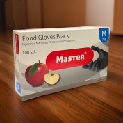 RĘKAWICZKI NITRYLOWE CZARNE M 100 SZT NITRYL FOOD MASTER