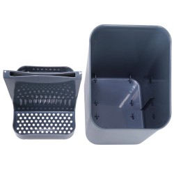 OCIEKACZ NA SZTUĆCE plastikowy pojemnik koszyk z wkładem suszarka organizer popielaty szary