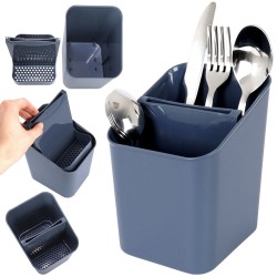 OCIEKACZ NA SZTUĆCE plastikowy pojemnik koszyk z wkładem suszarka organizer popielaty szary