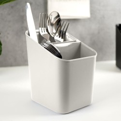 OCIEKACZ NA SZTUĆCE plastikowy pojemnik koszyk z wkładem suszarka organizer popielaty