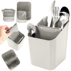 OCIEKACZ NA SZTUĆCE plastikowy pojemnik koszyk z wkładem suszarka organizer popielaty