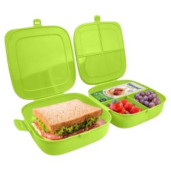Pojemnik ŚNIADANIOWY śniadaniówka lunchbox dzelony pudełko posiłek duży XL zielony