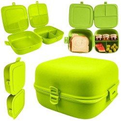 Pojemnik ŚNIADANIOWY śniadaniówka lunchbox dzelony pudełko posiłek duży XL zielony