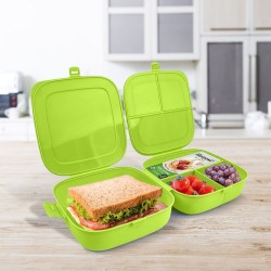 Pojemnik ŚNIADANIOWY śniadaniówka lunchbox dzelony pudełko posiłek duży XL zielony