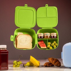 Pojemnik ŚNIADANIOWY śniadaniówka lunchbox dzelony pudełko posiłek duży XL zielony