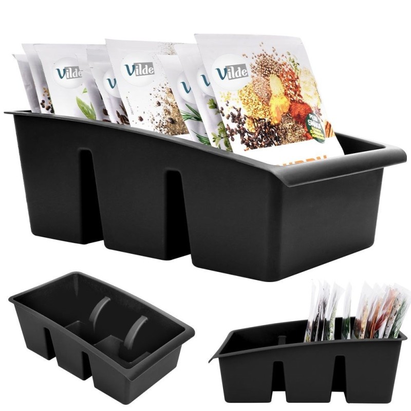 Pojemnik ORGANIZER kuchenny na przyprawy torebki do szuflady szafki czarny 25x15x9 cm Pojemnik ORGANIZER kuchenny na przyprawy torebki do szuflady szafki czarny 25x15x9 cm