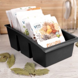 Pojemnik ORGANIZER kuchenny na przyprawy torebki do szuflady szafki czarny 25x15x9 cm