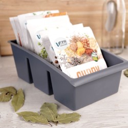 Pojemnik ORGANIZER kuchenny na przyprawy torebki do szuflady szafki szary 25x15x9 cm