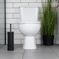 Szczotka TOALETOWA WC pojemnik stojak ociekacz czarna metalowa łazienkowa 38x10 cm