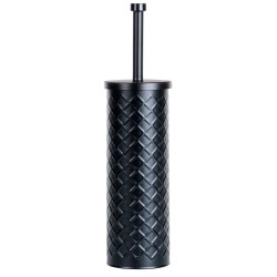 Szczotka TOALETOWA WC pojemnik stojak ociekacz czarna metalowa łazienkowa 38x10 cm