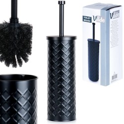 Szczotka TOALETOWA WC pojemnik stojak ociekacz czarna metalowa łazienkowa 38x10 cm