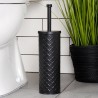 Szczotka TOALETOWA WC pojemnik stojak ociekacz czarna metalowa łazienkowa 38x10 cm