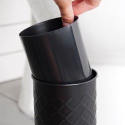 Szczotka TOALETOWA WC pojemnik stojak ociekacz czarna metalowa łazienkowa 38x10 cm