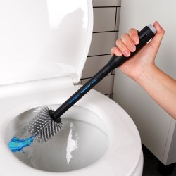 Szczotka toaletowa silikonowa WC z dozownikiem płynu czarna 40 cm