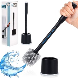 Szczotka toaletowa silikonowa WC z dozownikiem płynu czarna 40 cm