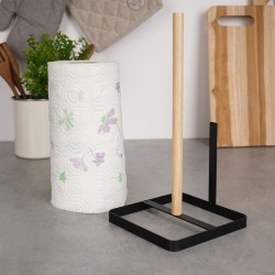 Stojak na ręcznik papierowy KUCHENNY czarny metalowy drewniany 30 cm