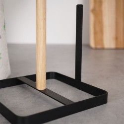 Stojak na ręcznik papierowy KUCHENNY czarny metalowy drewniany 30 cm