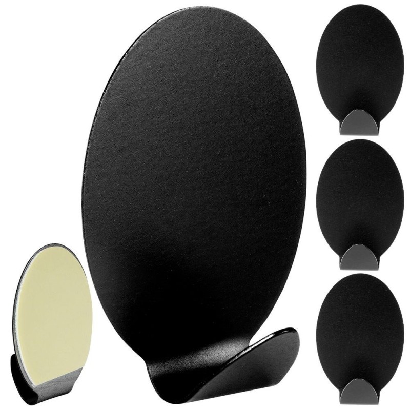 Haczyk wieszak samoprzylepny na ręcznik ścierkę stalowy czarny 5,5x3,5 cm 4 szt Haczyk wieszak samoprzylepny na ręcznik ścierkę stalowy czarny 5,5x3,5 cm 4 szt