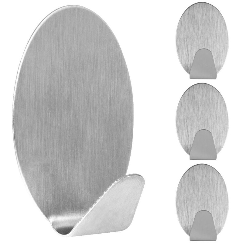 Haczyk wieszak samoprzylepny stalowy na ręcznik INOX 3,5x5,5 cm 4 szt. Haczyk wieszak samoprzylepny stalowy na ręcznik INOX 3,5x5,5 cm 4 szt.