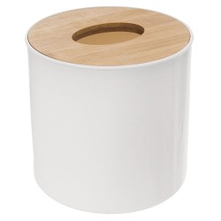Mini KOSZ ŁAZIENKOWY biały z bambusową na śmieci
