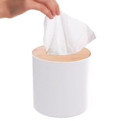 Mini KOSZ ŁAZIENKOWY biały z bambusową na śmieci
