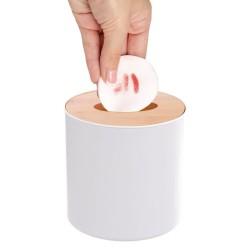 Mini KOSZ ŁAZIENKOWY biały z bambusową na śmieci
