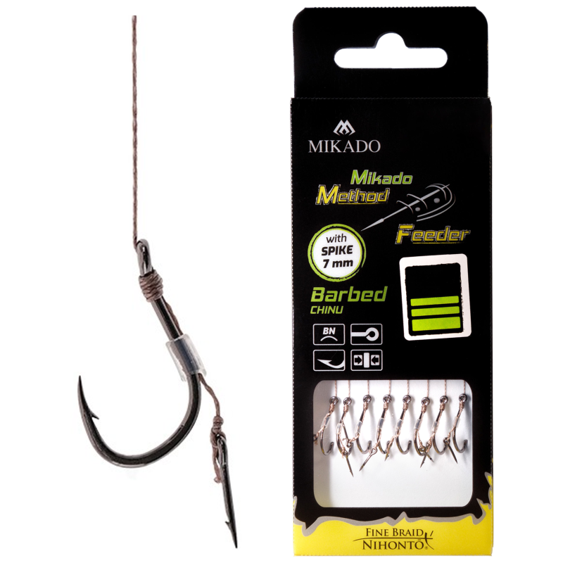 HACZYKI Method feeder z zadziorem Z IGŁĄ Nr 8 - przypon plecionka 8szt Fine Braid