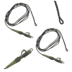 ZESTAW 2x PRZYPON KARPIOWY LEADCORE z bezpiecznym klipsem i krętlikiem 80cm