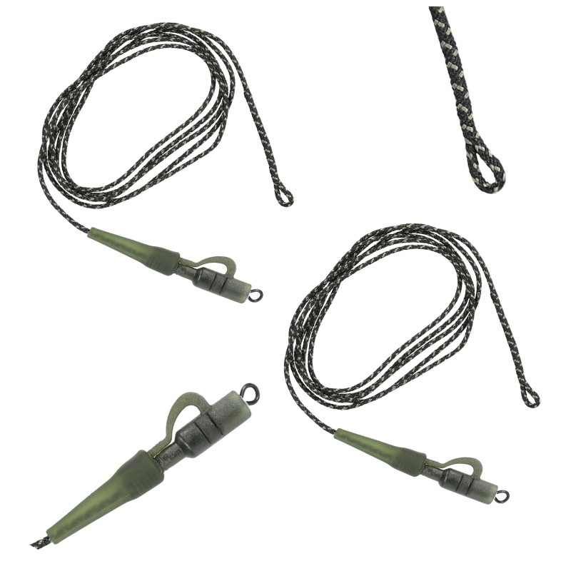 ZESTAW 2x PRZYPON KARPIOWY LEADCORE z bezpiecznym klipsem i krętlikiem 80cm ZESTAW 2x PRZYPON KARPIOWY LEADCORE z bezpiecznym klipsem i krętlikiem 80cm