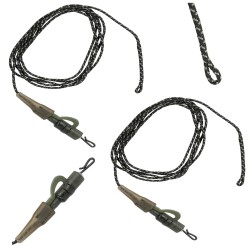 ZESTAW 2x PRZYPON KARPIOWY LEADCORE bezpieczny klips szybkozłączka 80cm