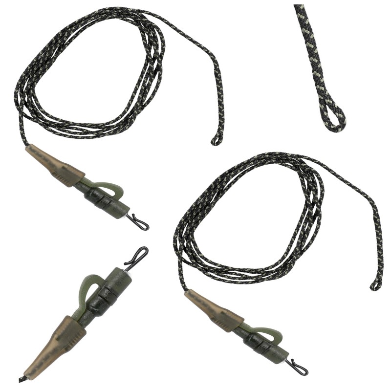 ZESTAW 2x PRZYPON KARPIOWY LEADCORE bezpieczny klips szybkozłączka 80cm ZESTAW 2x PRZYPON KARPIOWY LEADCORE bezpieczny klips szybkozłączka 80cm