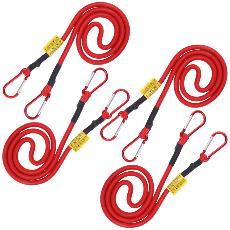 4x LINKA PAS GUMA DO MOCOWANIA BAGAŻU Z KARABINKAMI 10mm x 120cm