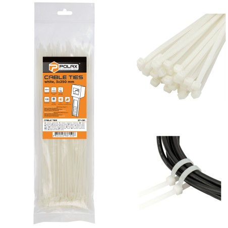 OPASKI ZACISKOWE TRYTYTKI BIAŁE NYLONOWE OPASKA KABLOWA 3 x 250mm 100szt