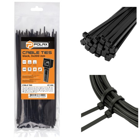 OPASKI ZACISKOWE TRYTYTKI CZARNE NYLONOWE OPASKA KABLOWA 3 x 200mm 100szt